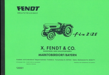 Ersatzteilliste für Fendt Typ Fix 2 / 2E